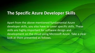 The Specific Azure Developer Skills