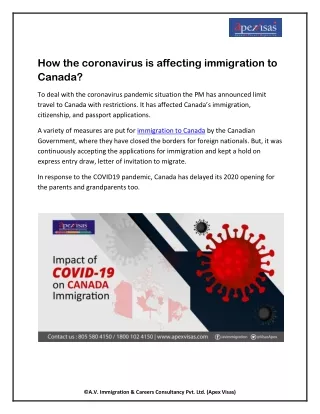 How the coronavirus is affecting immigration to Canada?