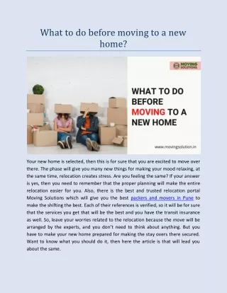 What to do before moving to a new home?