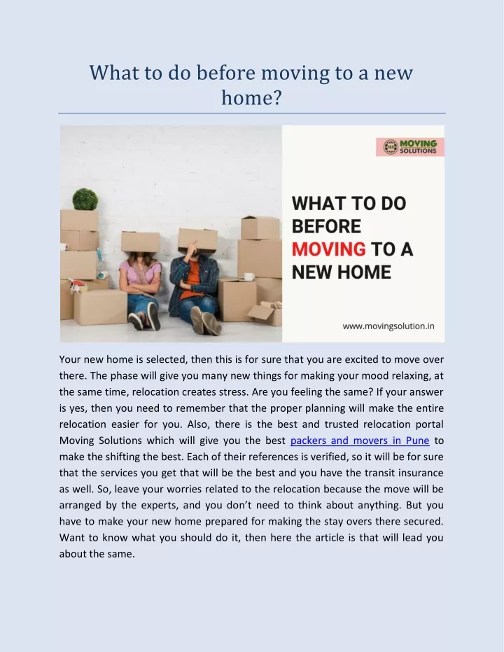 what to do before moving to a new home