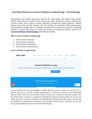 first rate platform to convert website to android