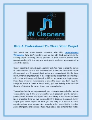 Hire A Professional To Clean Your Carpet