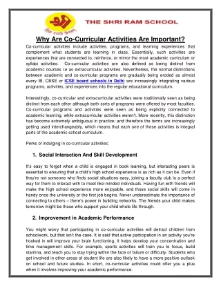 why are co curricular activities are important