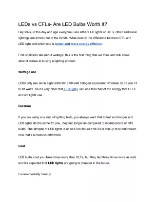 LEDs vs CFLs- Are LED Bulbs Worth It?