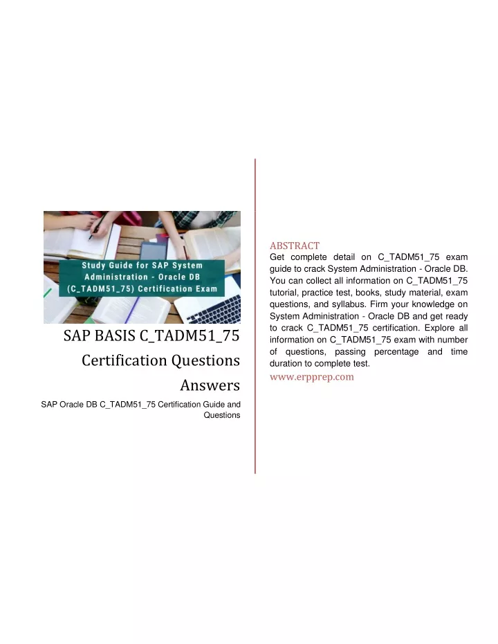 abstract get complete detail on c tadm51 75 exam