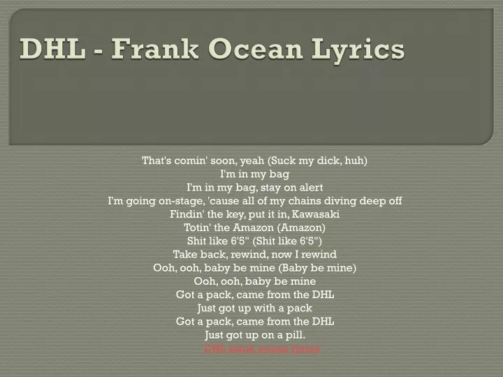 dhl frank ocean lyrics