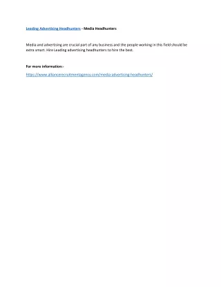 leading advertising headhunters media headhunters