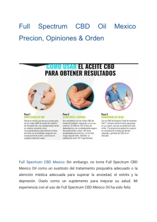 Full Spectrum CBD Oil Mexico Precion, Opiniones & Orden