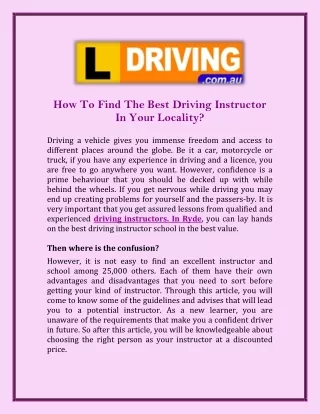 how to find the best driving instructor in your