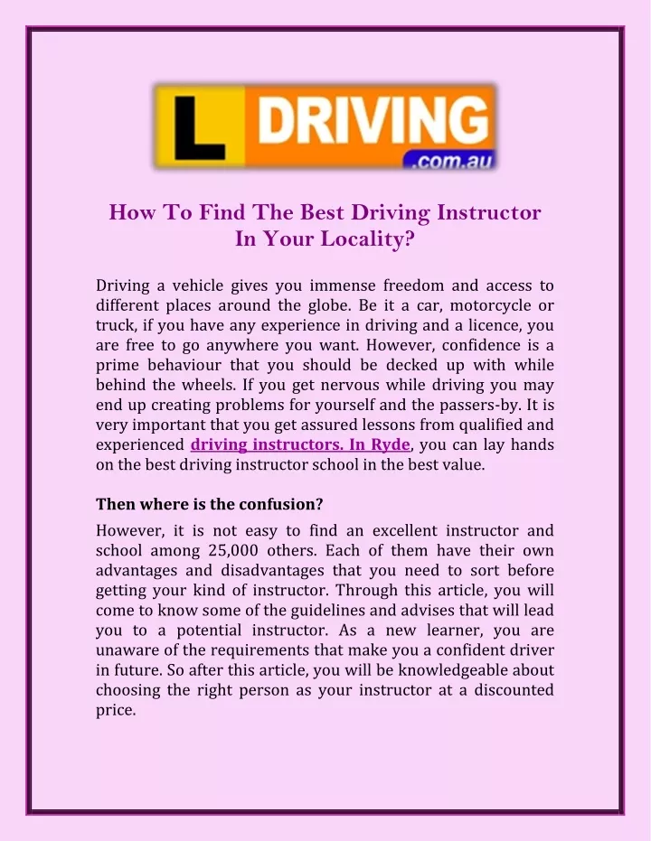 how to find the best driving instructor in your