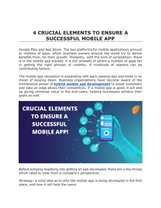 4 crucial elements to ensure a successful mobile
