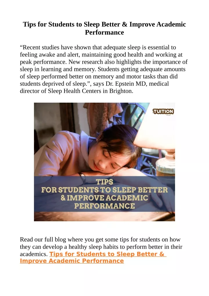 tips for students to sleep better improve