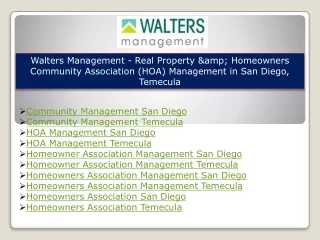 walters management real property amp homeowners