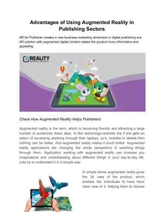 Advantages of Using Augmented Reality in Publishing Sectors