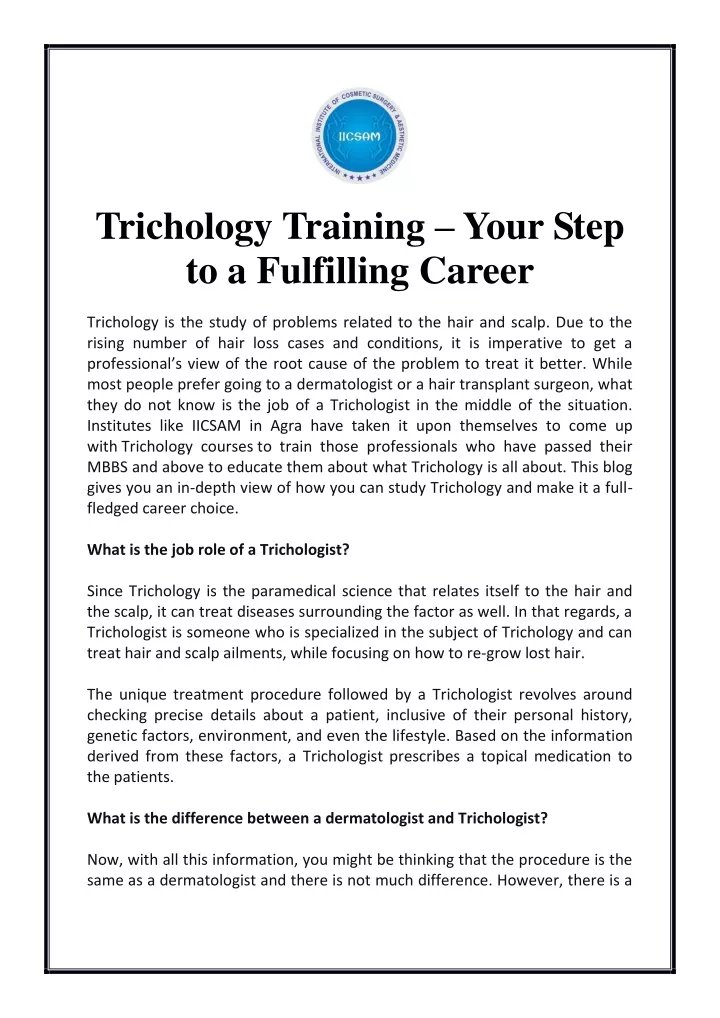 trichology training your step to a fulfilling