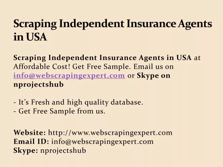scraping independent insurance agents in usa