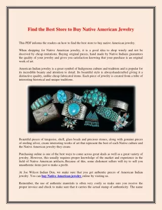 Find the Best Store to Buy Native American Jewelry