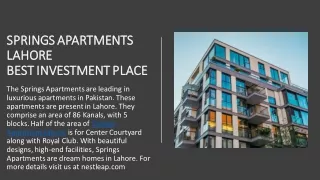 Springs Apartments Lahore - Best Investment Place