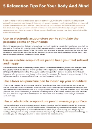 5 relaxation tips for your body and mind