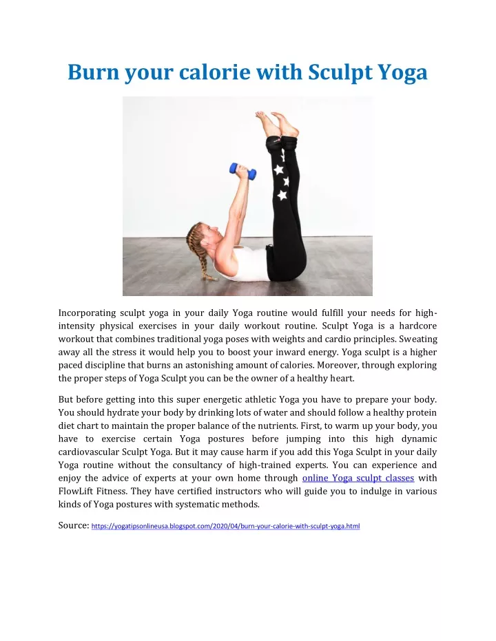 burn your calorie with sculpt yoga