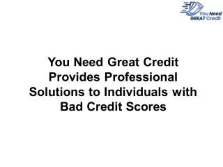 You Need Great Credit Provides Professional Solutions to Individuals with Bad Credit Scores