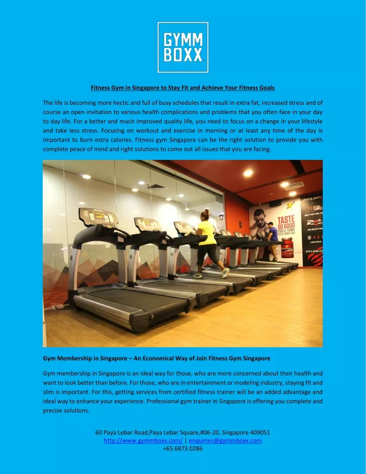 fitness gym in singapore to stay fit and achieve