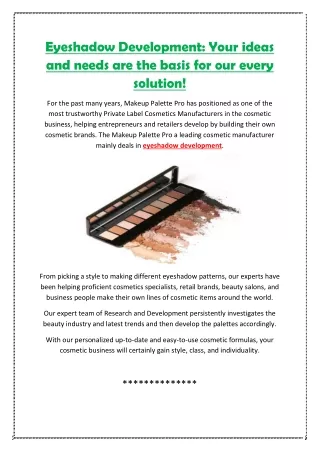 eyeshadow development your ideas and needs
