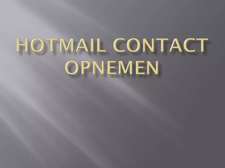 hotmail contact opnemen