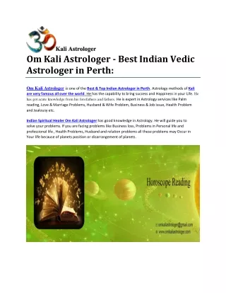 Om Kali Astrologer - Best Indian Vedic Astrologer in Perth: