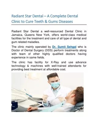 Radiant Star Dental – A Complete Dental Clinic to Cure Teeth & Gums Diseases