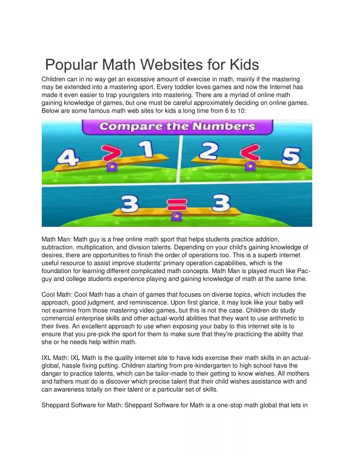 popular math websites for kids children
