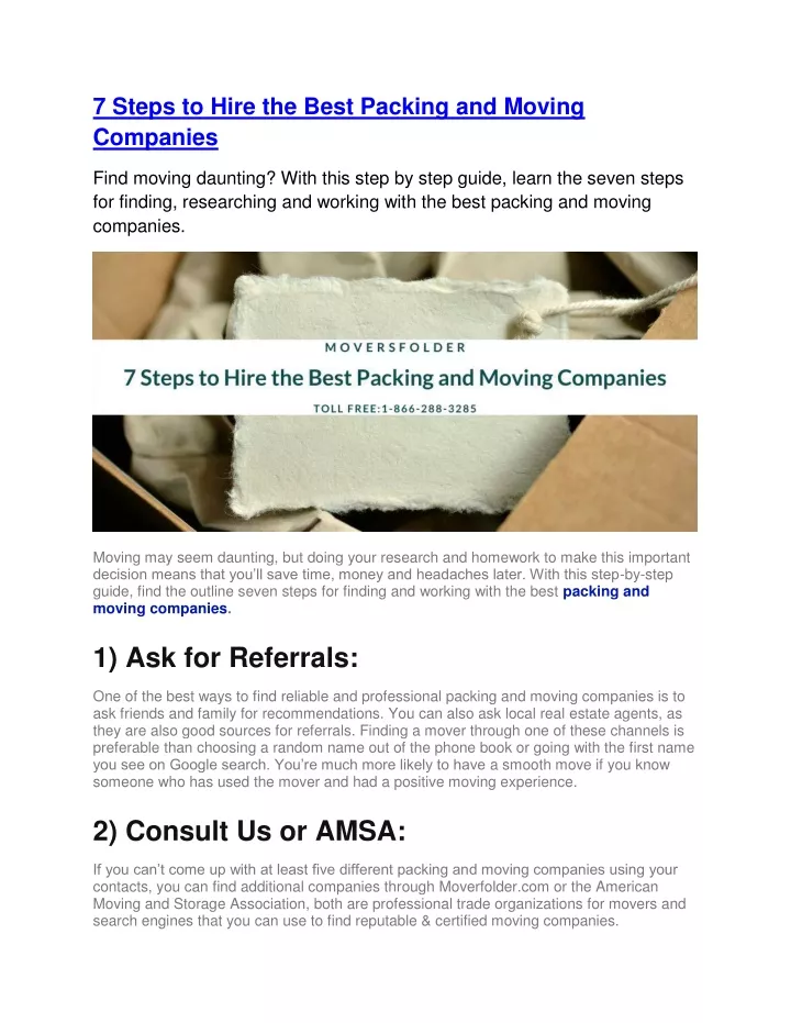 7 steps to hire the best packing and moving