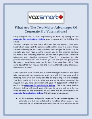 What Are The Two Major Advantages Of Corporate Flu Vaccinations?