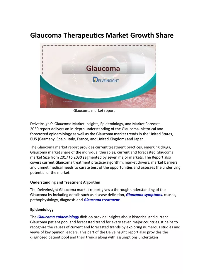 glaucoma therapeutics market growth share