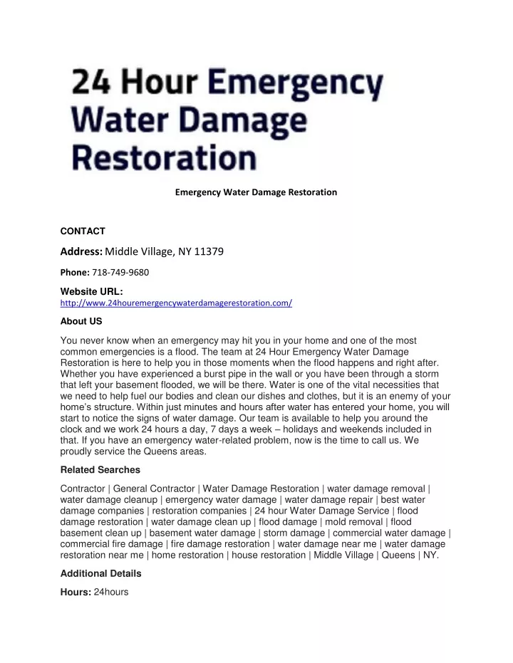 emergency water damage restoration