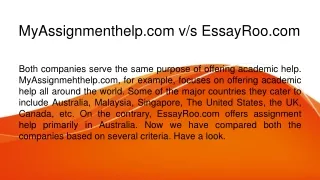MyAssignmenthelp.com v/s EssayRoo.com