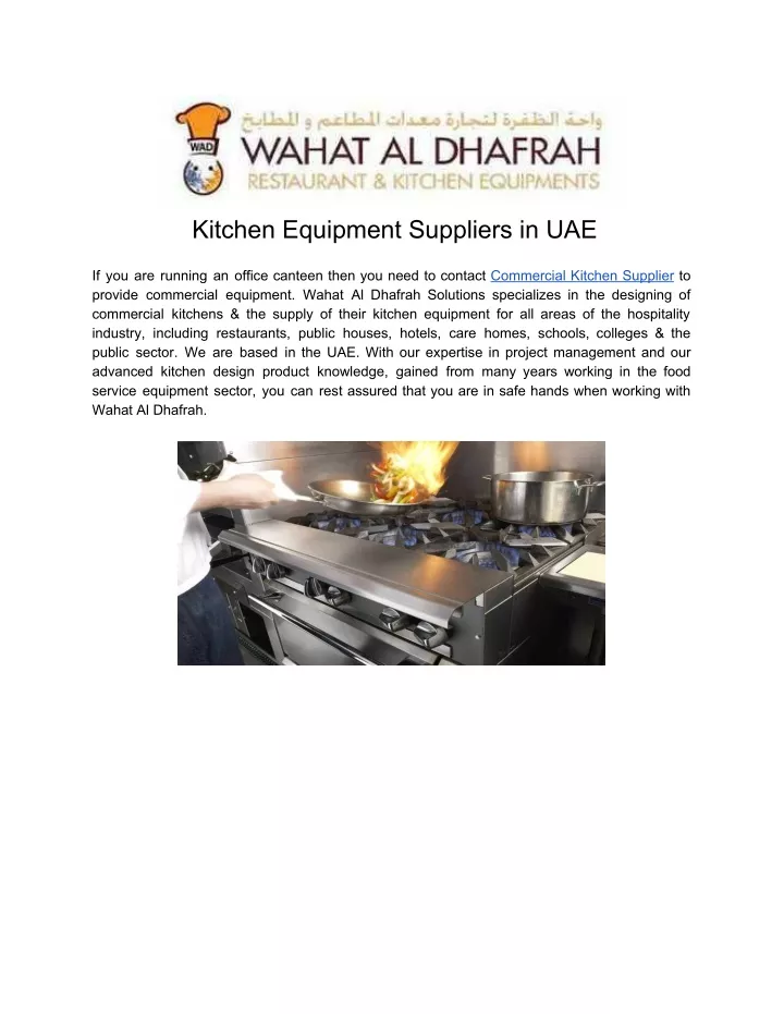 kitchen equipment suppliers in uae