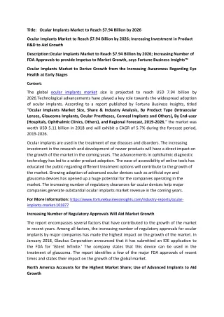 title ocular implants market to reach
