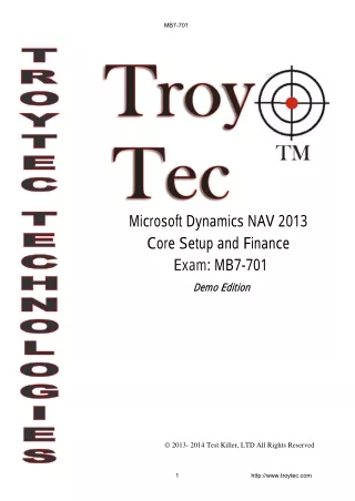 Microsoft Dynamics NAV 2013 Core Setup and Finance MB7-701 Practice Questions (solved)