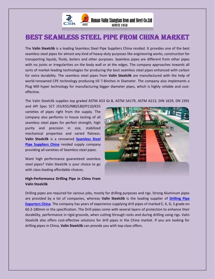 best seamless steel pipe from china market best
