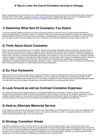 8 Tips to Lower the Expense of Cremation services in Chicago
