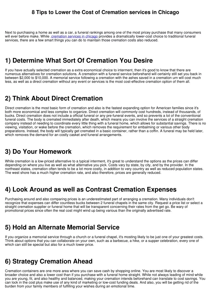 8 tips to lower the cost of cremation services