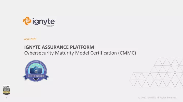 ignyte assurance platform cybersecurity maturity model certification cmmc