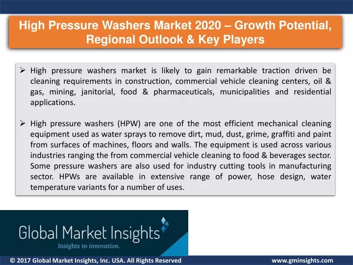 high pressure washers market 2020 growth