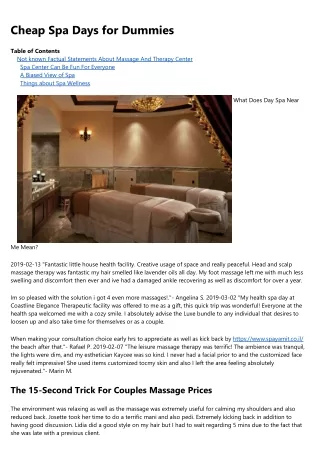 Get This Report on Couples Spa Packages