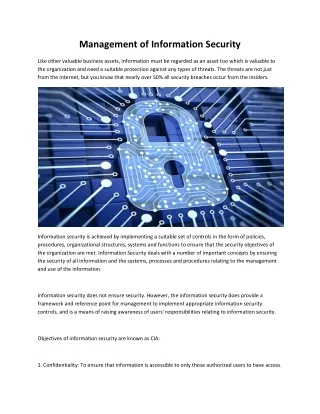 management of information security