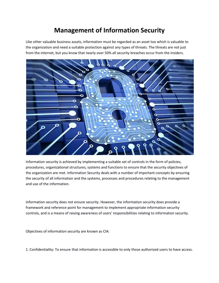 management of information security