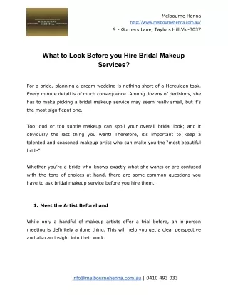 What to Look Before you Hire Bridal Makeup Services?