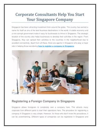 Corporate Consultants Help You Start Your Singapore Company