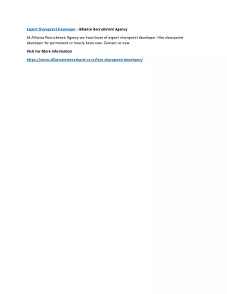 expert sharepoint developer alliance recruitment
